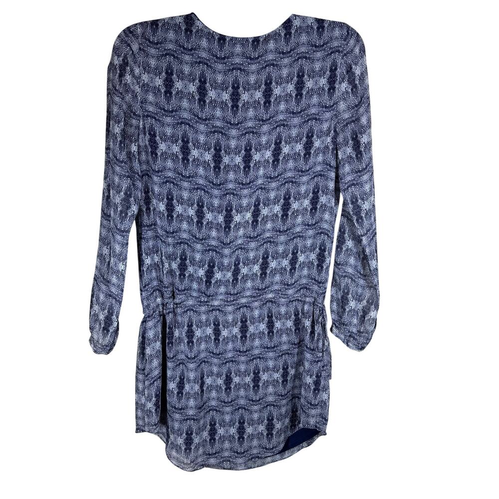 Rory Beca Silk Navy Graph‎ Print Tie Waist Dress Women's Medium Beach Cover Up - Picture 3 of 7